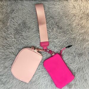 Pink and Hot Pink Dual Pouch Wristlet